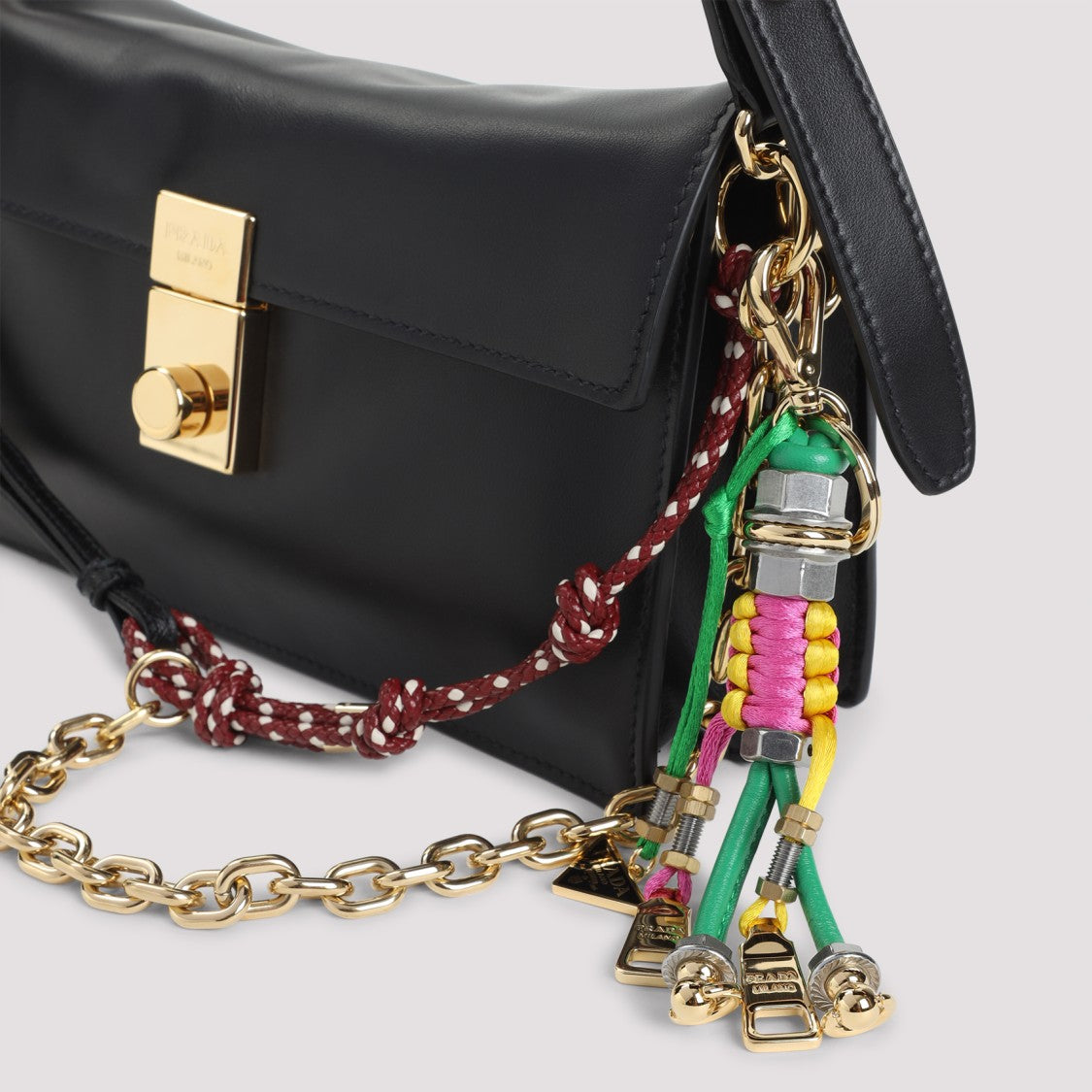 Prada Soft Sound Black Nappa Leather Shoulder Bag