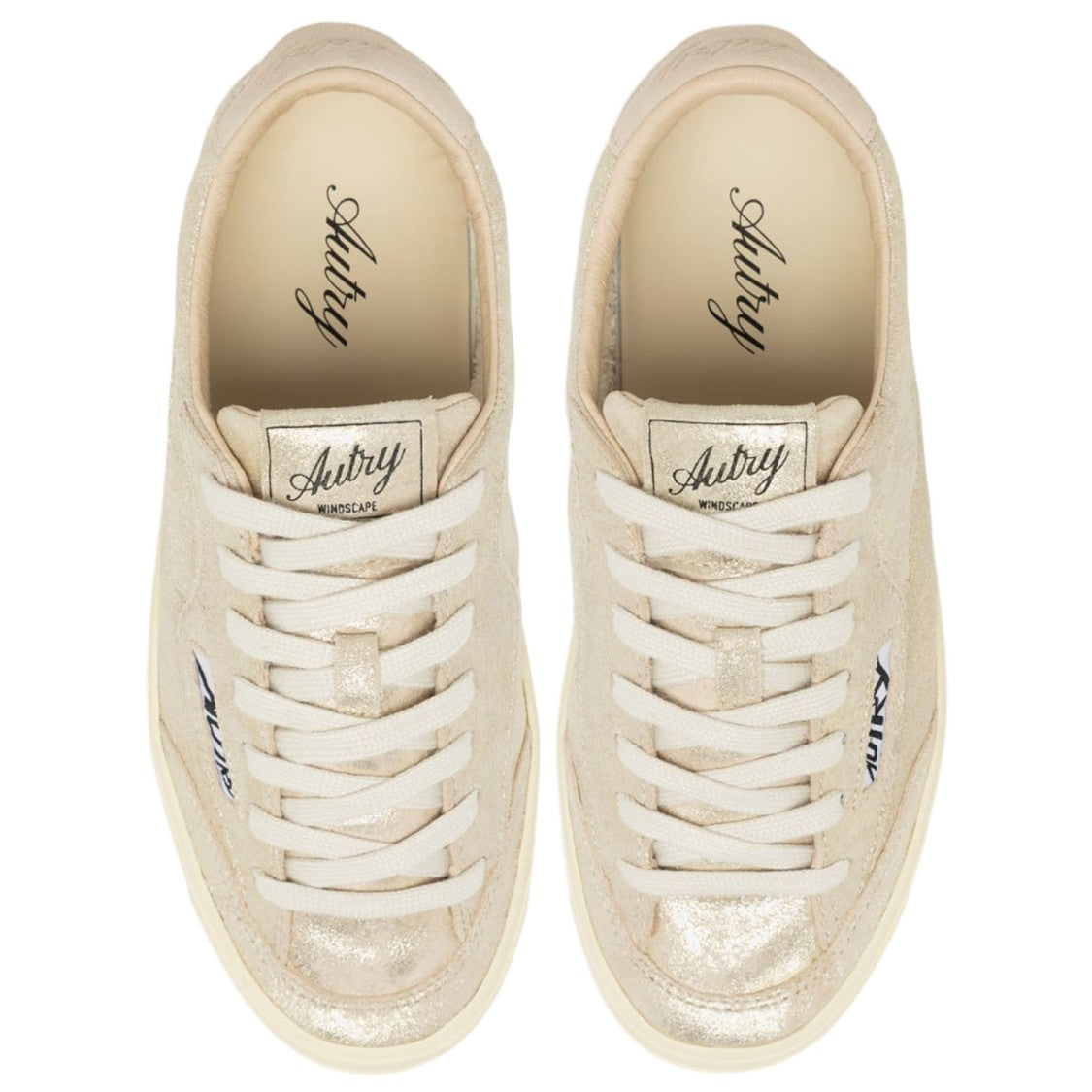 Autry Windscape Low Sneakers In Gold-Laminated Suede