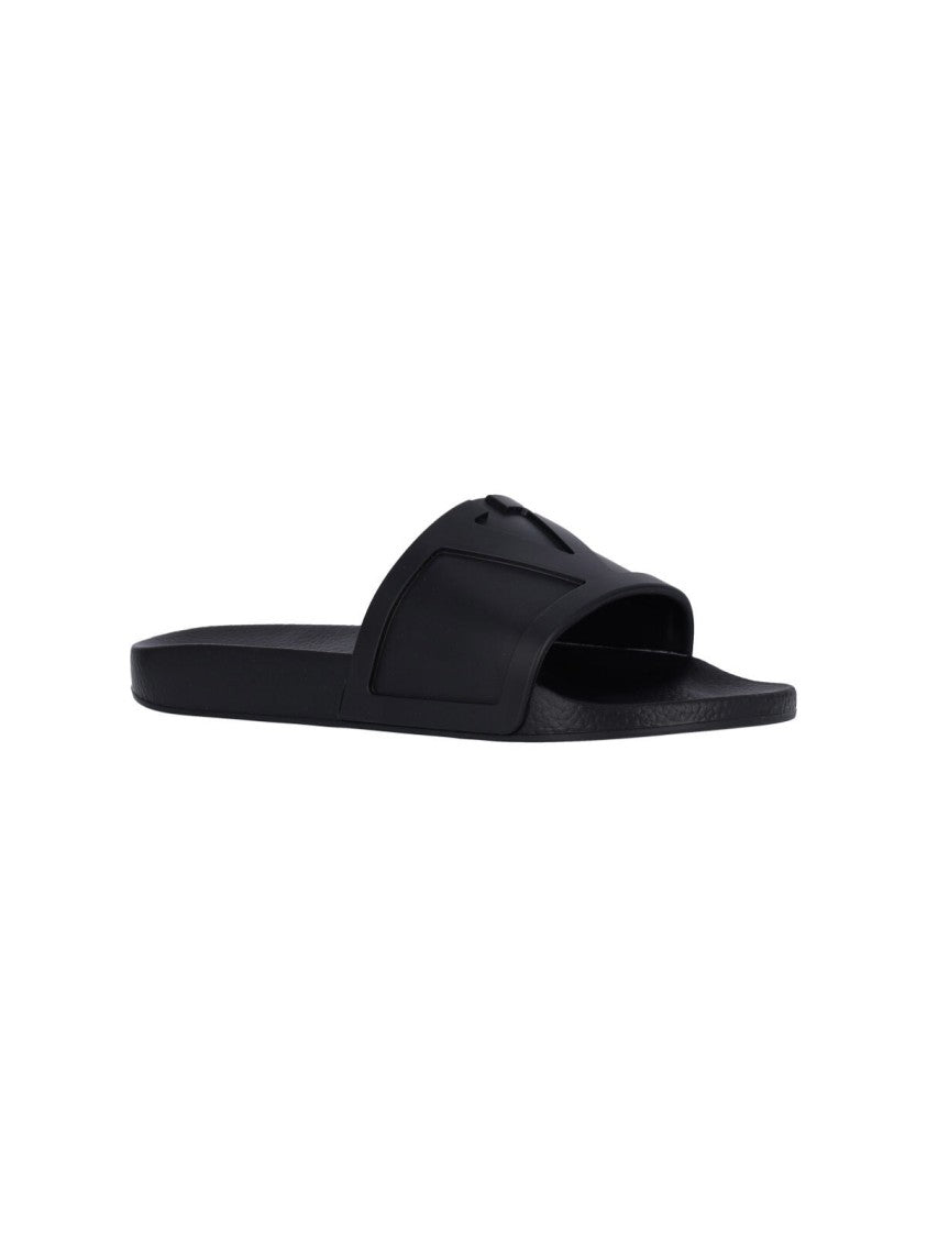 Valentino Garavani Logo Slide Sandals – Black