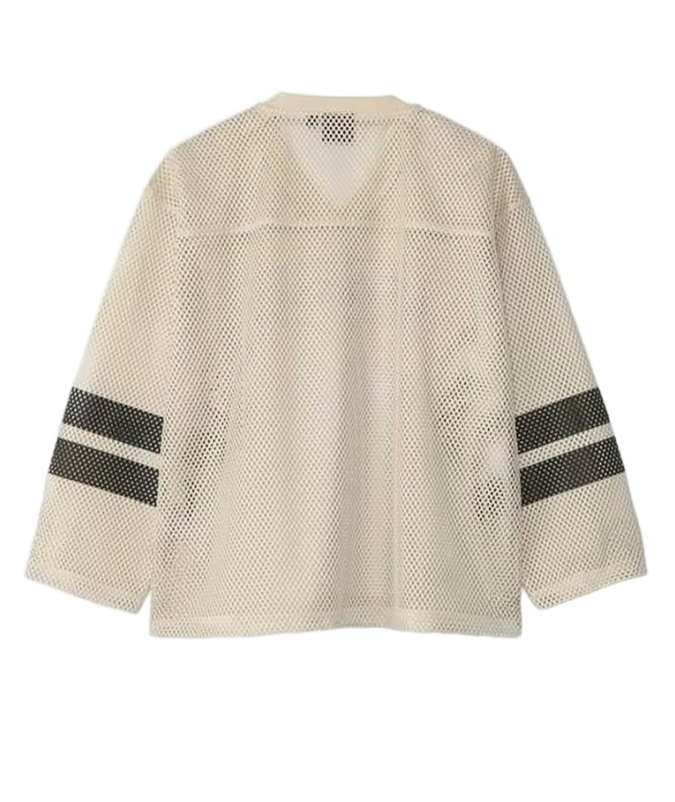 Stussy Beige Mesh Long-Sleeved Top With V-Neckline
