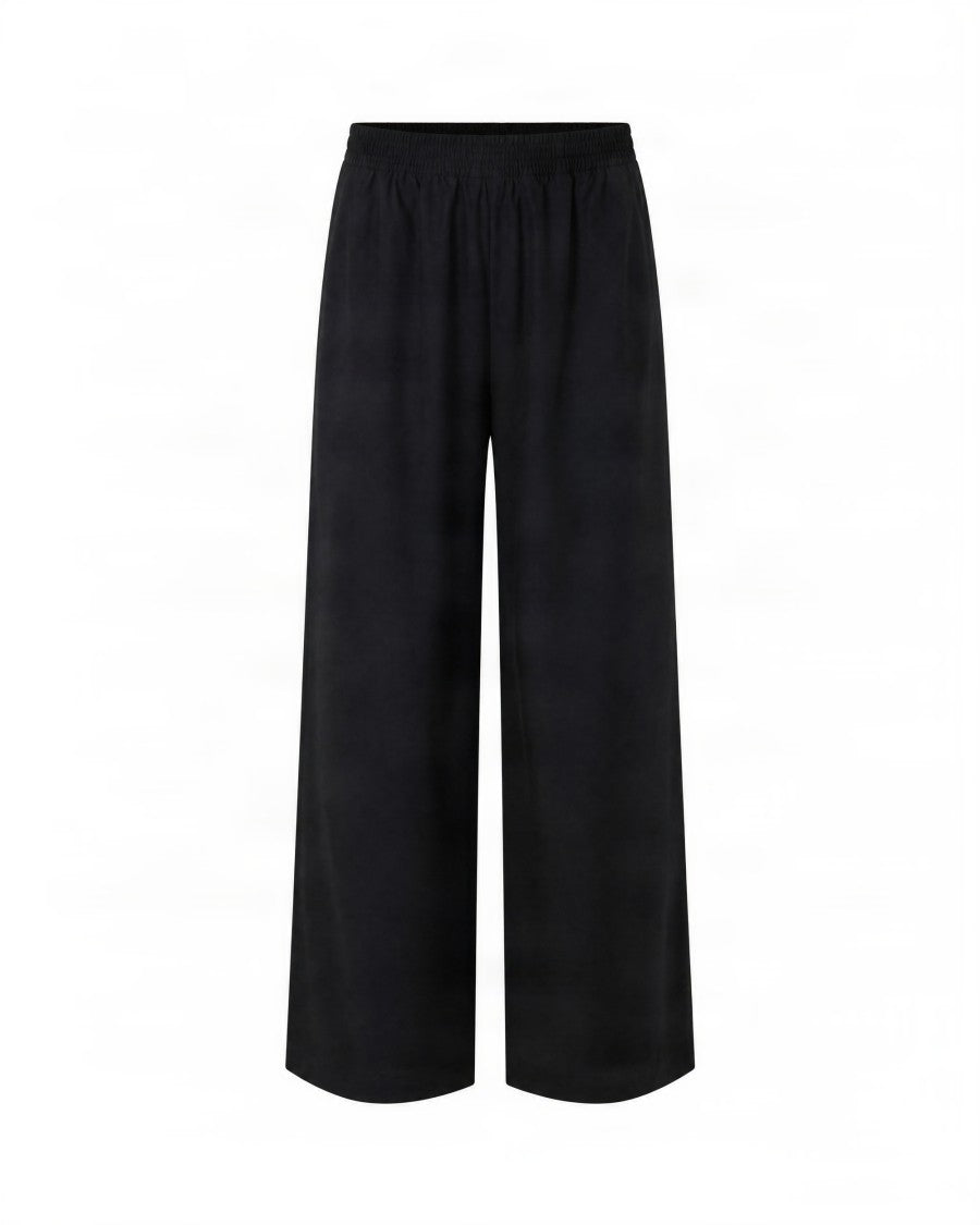 Fabiana Filippi Black High-Waisted Wide-Leg Wool-Blend Flannel Pants