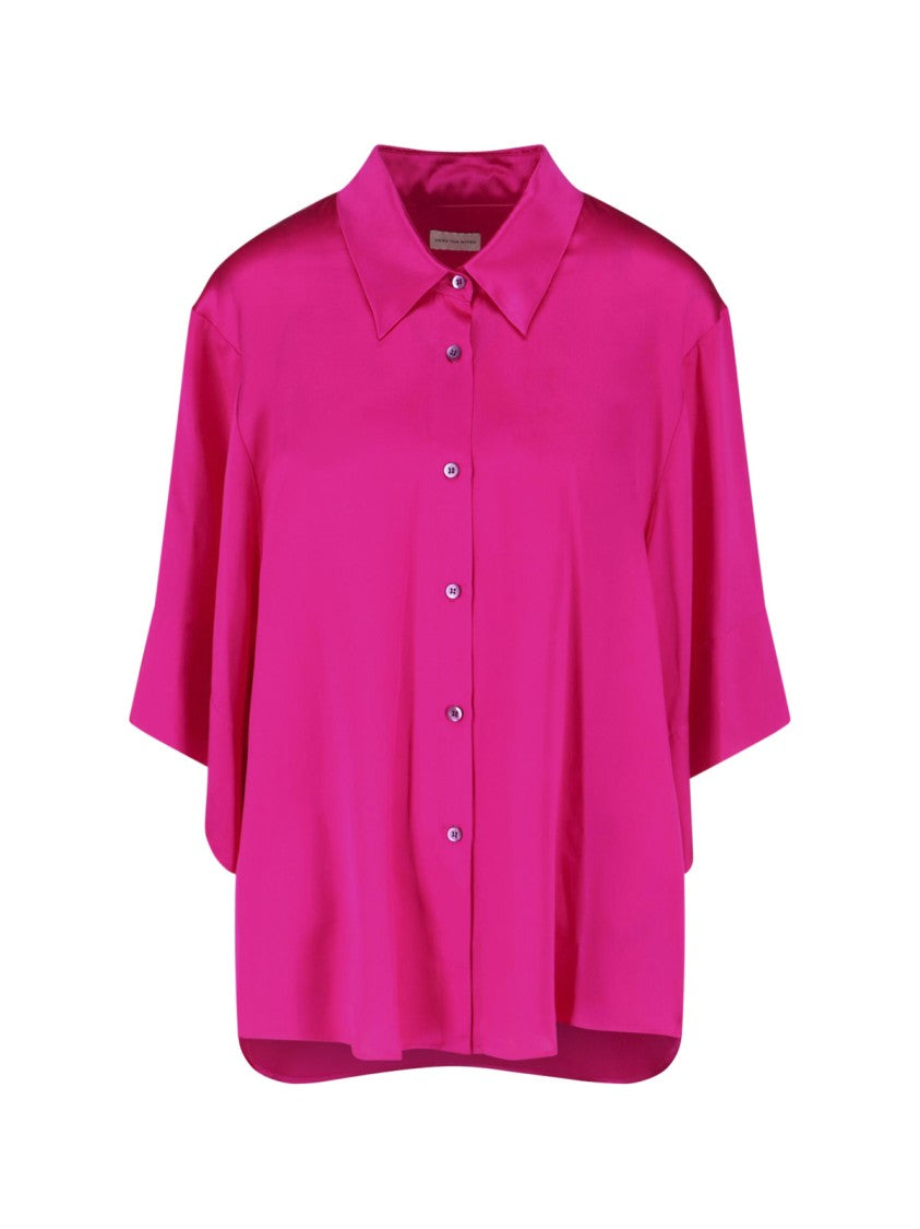 Dries Van Noten Pink Clea Loose-Fitting Silk Blouse