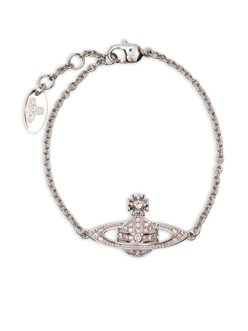 Vivienne Westwood Silver-Tone Orb Charm Bracelet With Pink Stone Accents