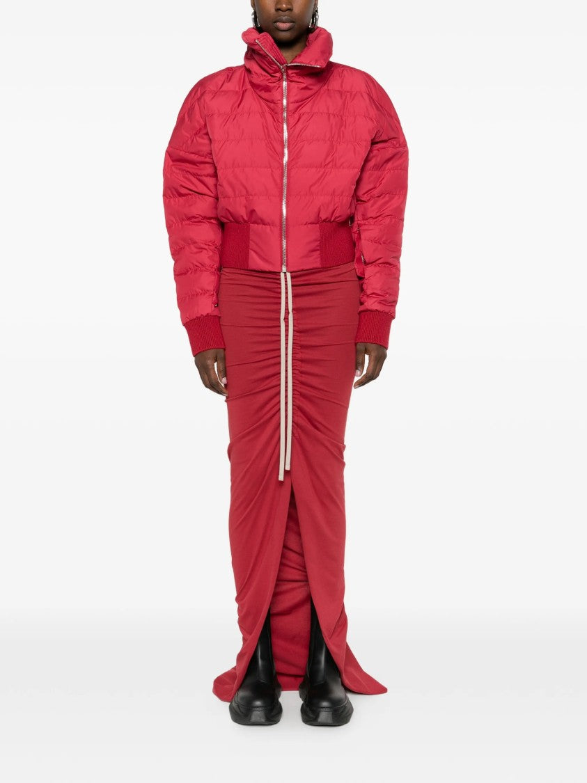 Moncler X Rick Owens Red Adjustable Knitted Long Skirt