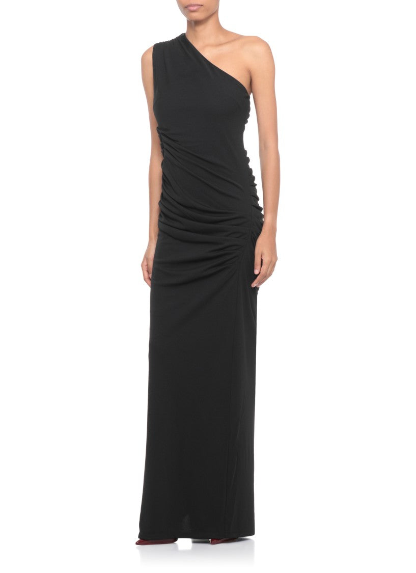 Rotate Draped One-Shoulder Evening Dress With Side Vent