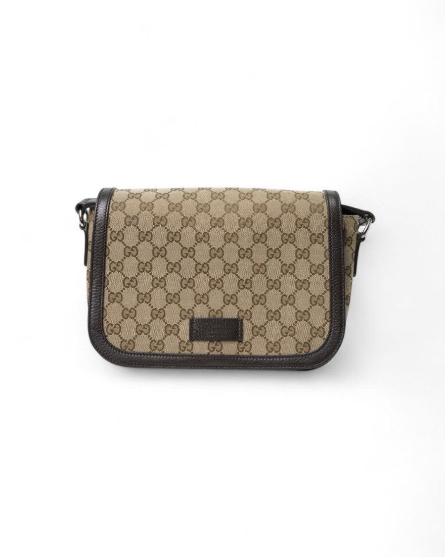 Gucci Small Gg Supreme Messenger Bag In Brown