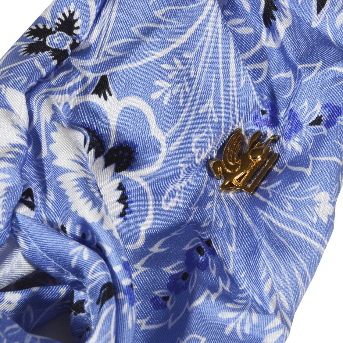 Etro Light Blue Silk Headband With Paisley Print