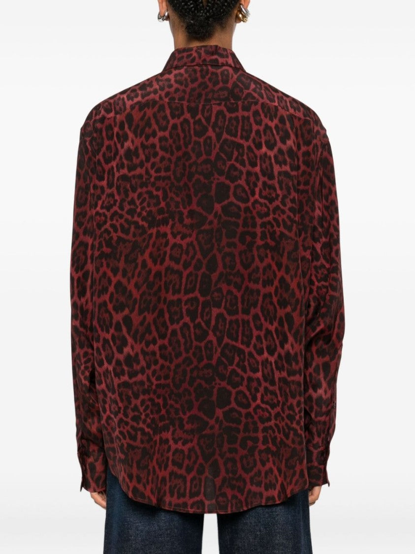 Stella Mccartney Silk Animal Print Shirt With Curved Hem
