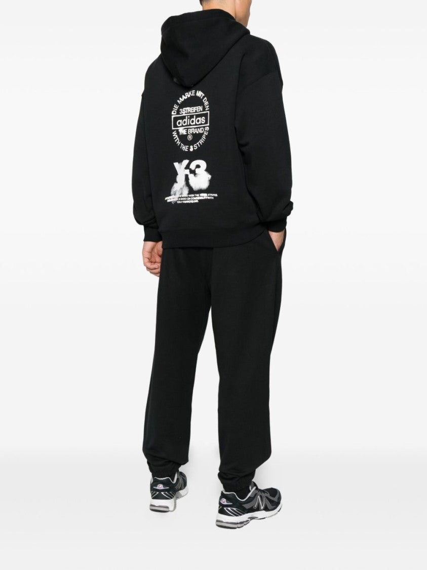 Y-3 Cotton Hoodie With Logo Detail And Drawstring Hood
