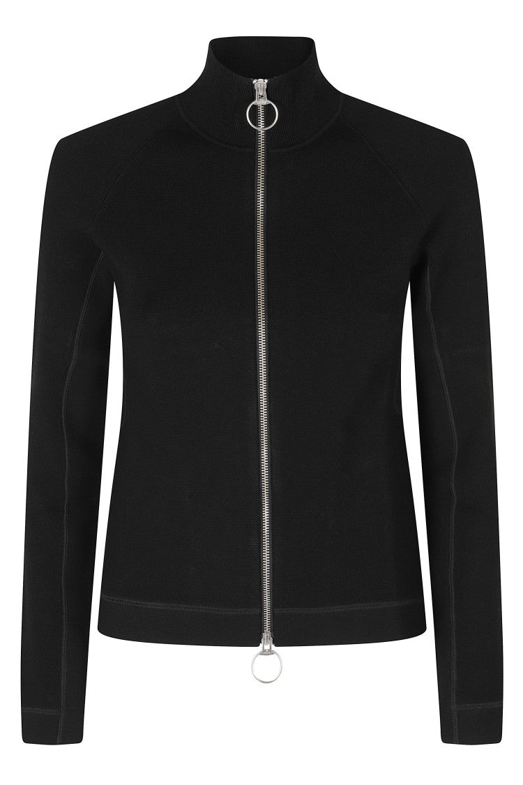 Ports 1961 Black High Neck Full-Zip Slim-Fit Viscose Sweater
