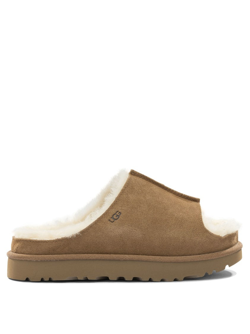 Ugg Open-Toe Suede Sandals With Plush Shearling Lining