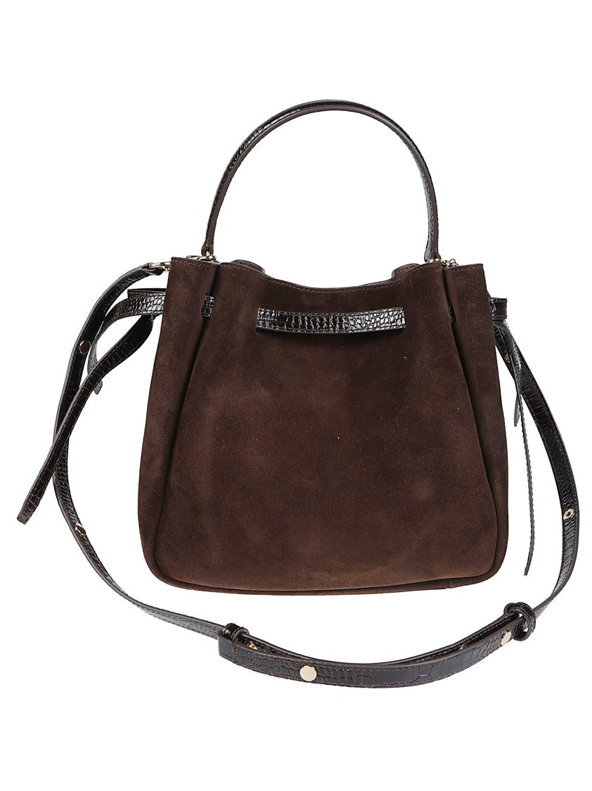 Tory Burch Romy Suede Croc-Embossed Bucket Bag