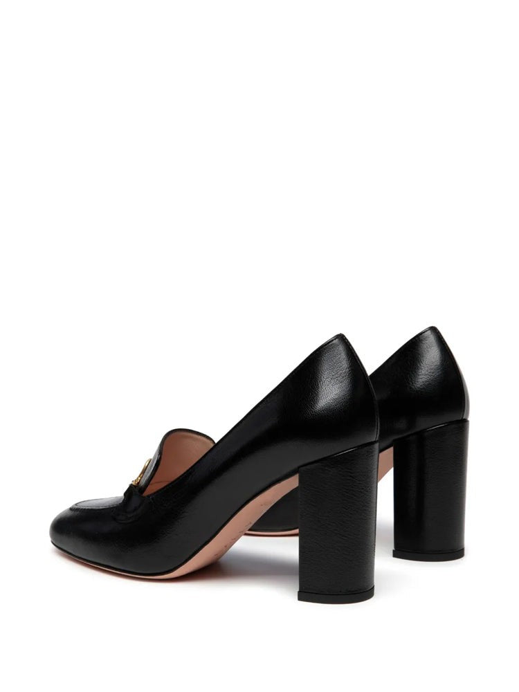 Bally Black Gold-Tone Chain Leather Pumps