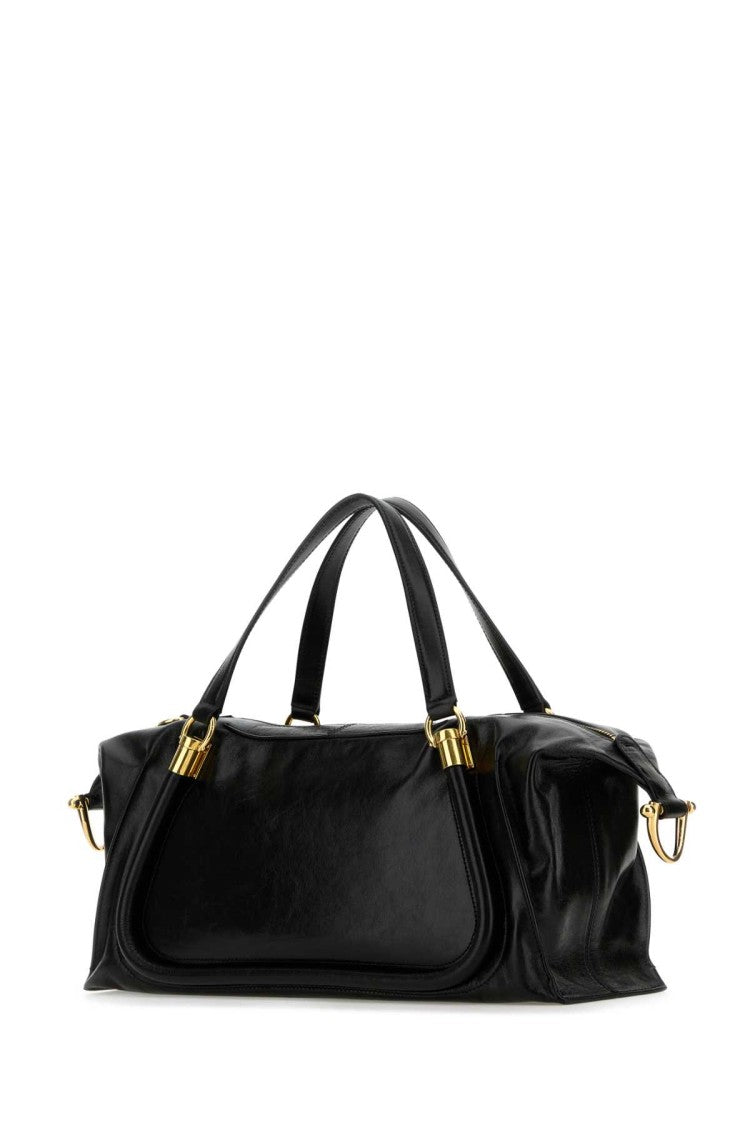 Chloé Black Leather Paraty 24 Shopping Bag