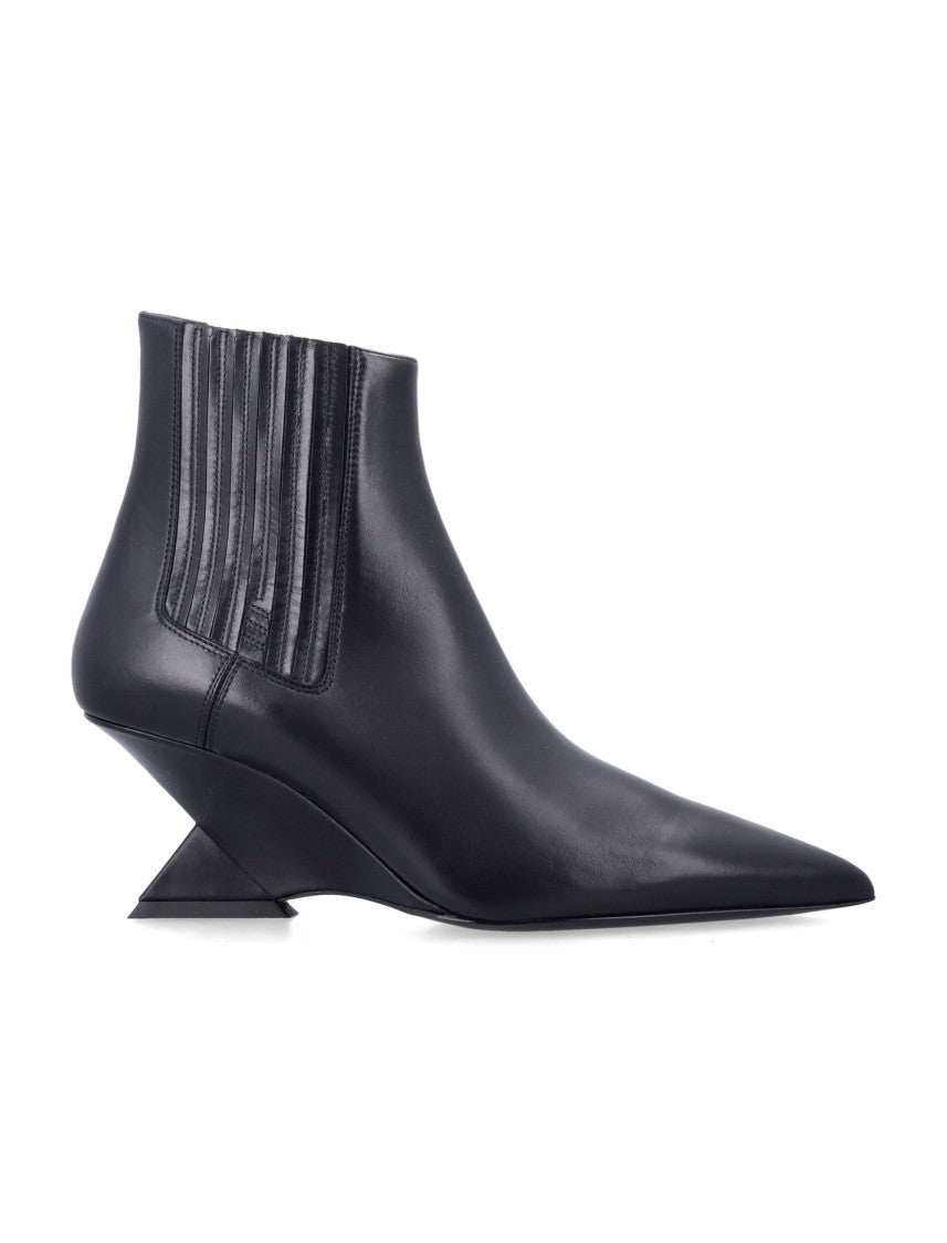 The Attico Pointed Toe Ankle Boots With Geometric Heel