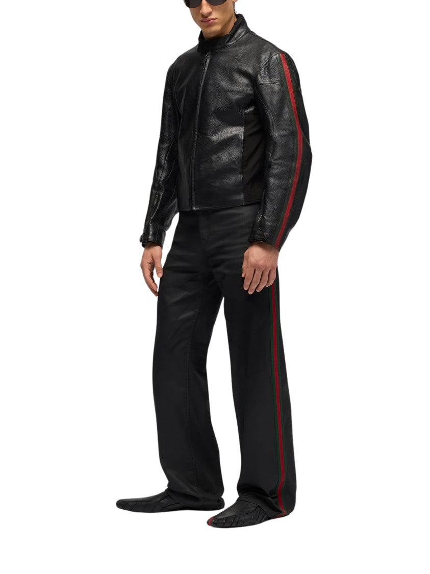 Gucci Black Coated Stretch Cotton Straight-Leg Pants