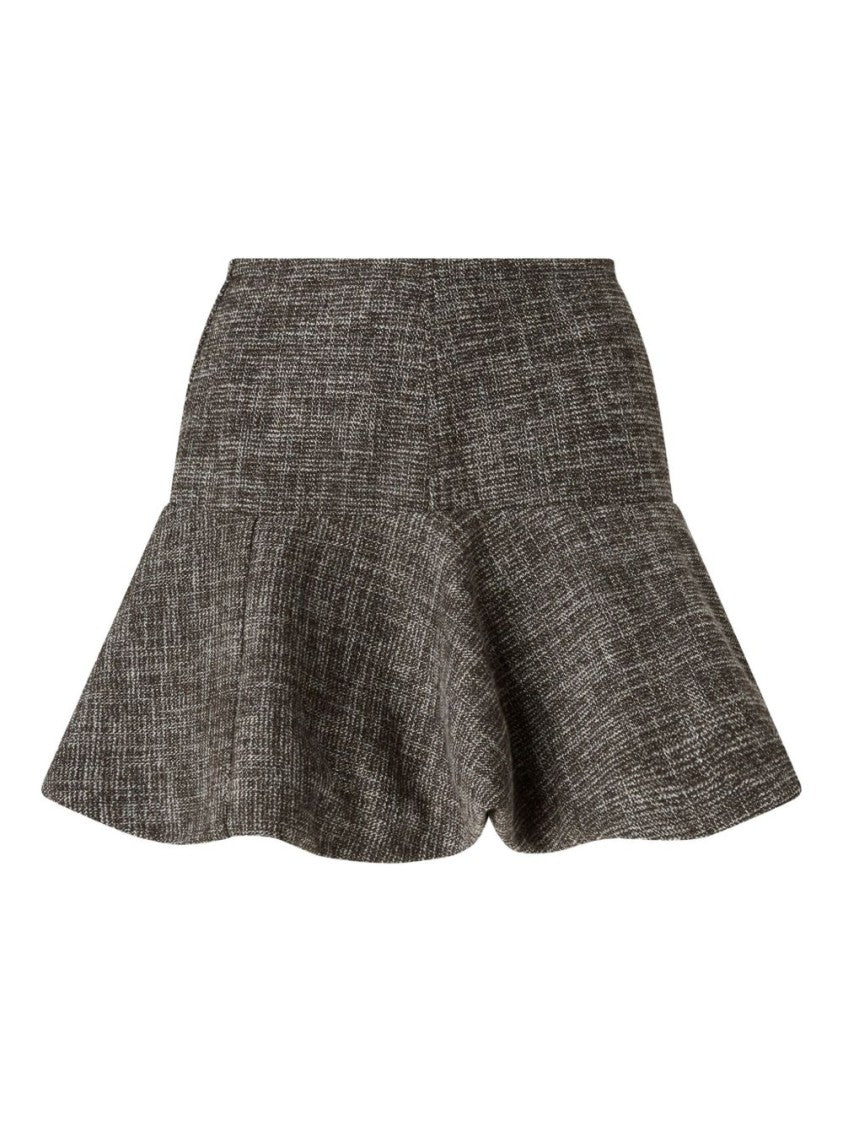 Pinko Textured Tweed Mini Skirt With Flared Ruffled Hem