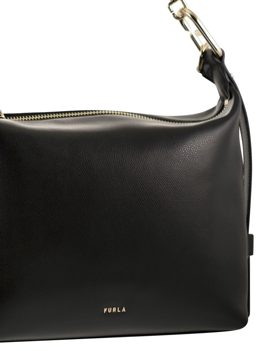 Furla Geometric Leather Hobo Bag With Arcosfera Hardware