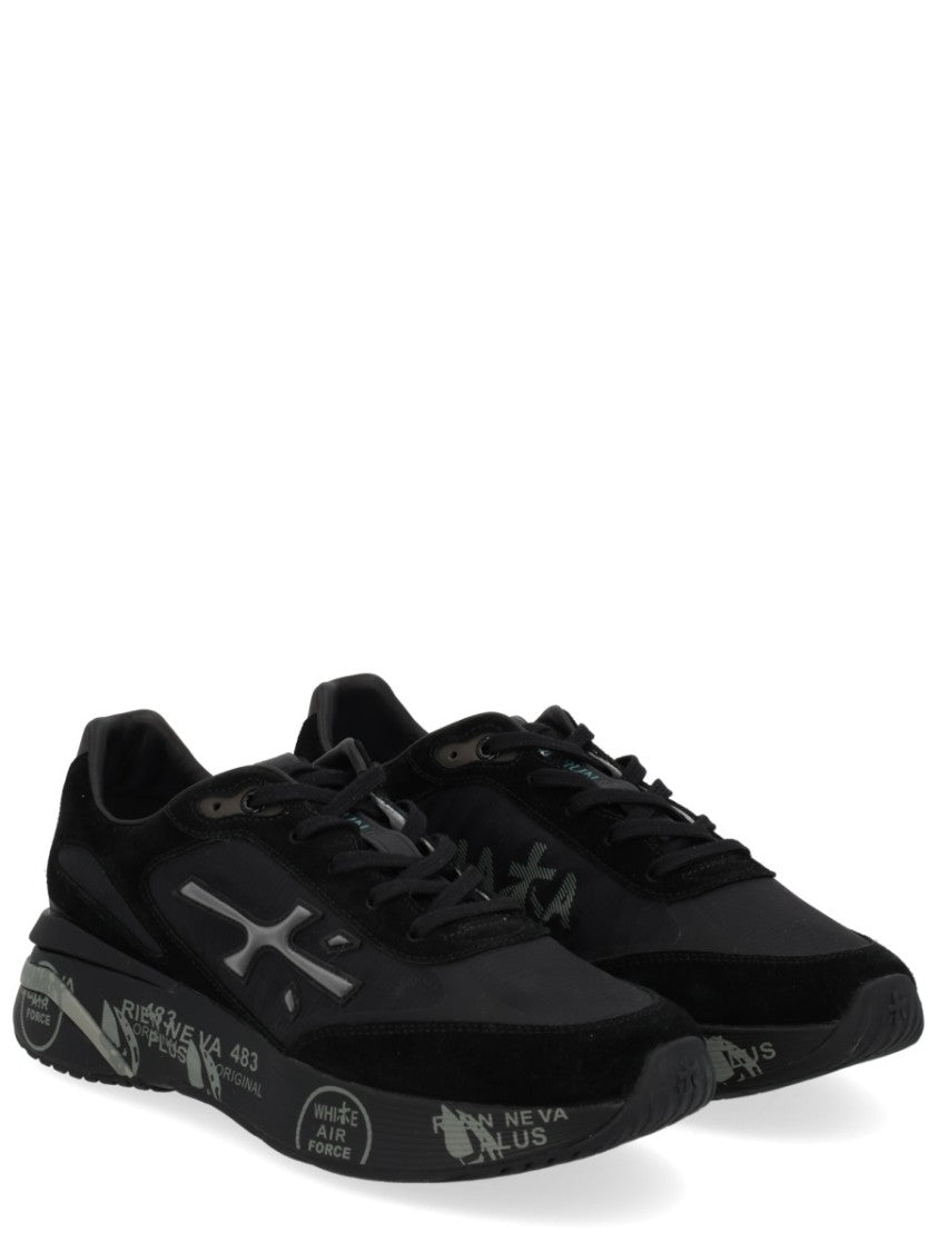 Premiata Calf Leather And Goat Leather Black Sneakers With Modern Design