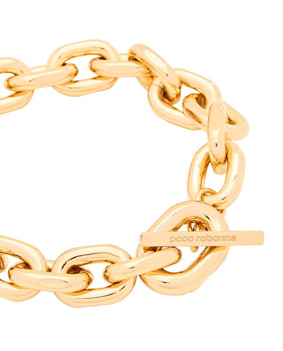 Rabanne Large Polished Gold Chain Link Necklace With Toggle Clasp