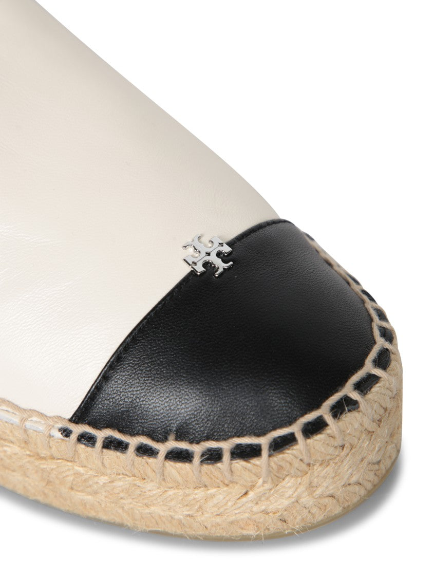 Tory Burch Creamy Espadrilles With Black Cap Toe
