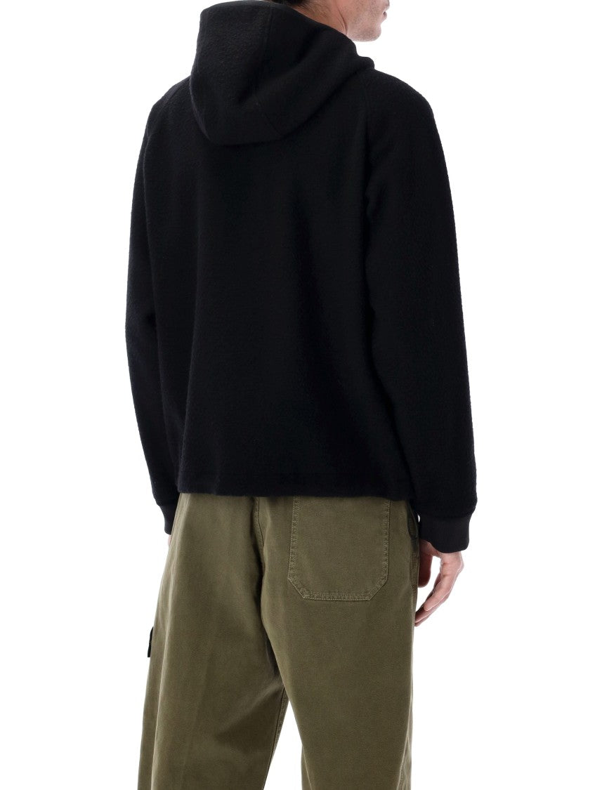 Stone Island Hooded Jacket In Ratteened Wool Nylon