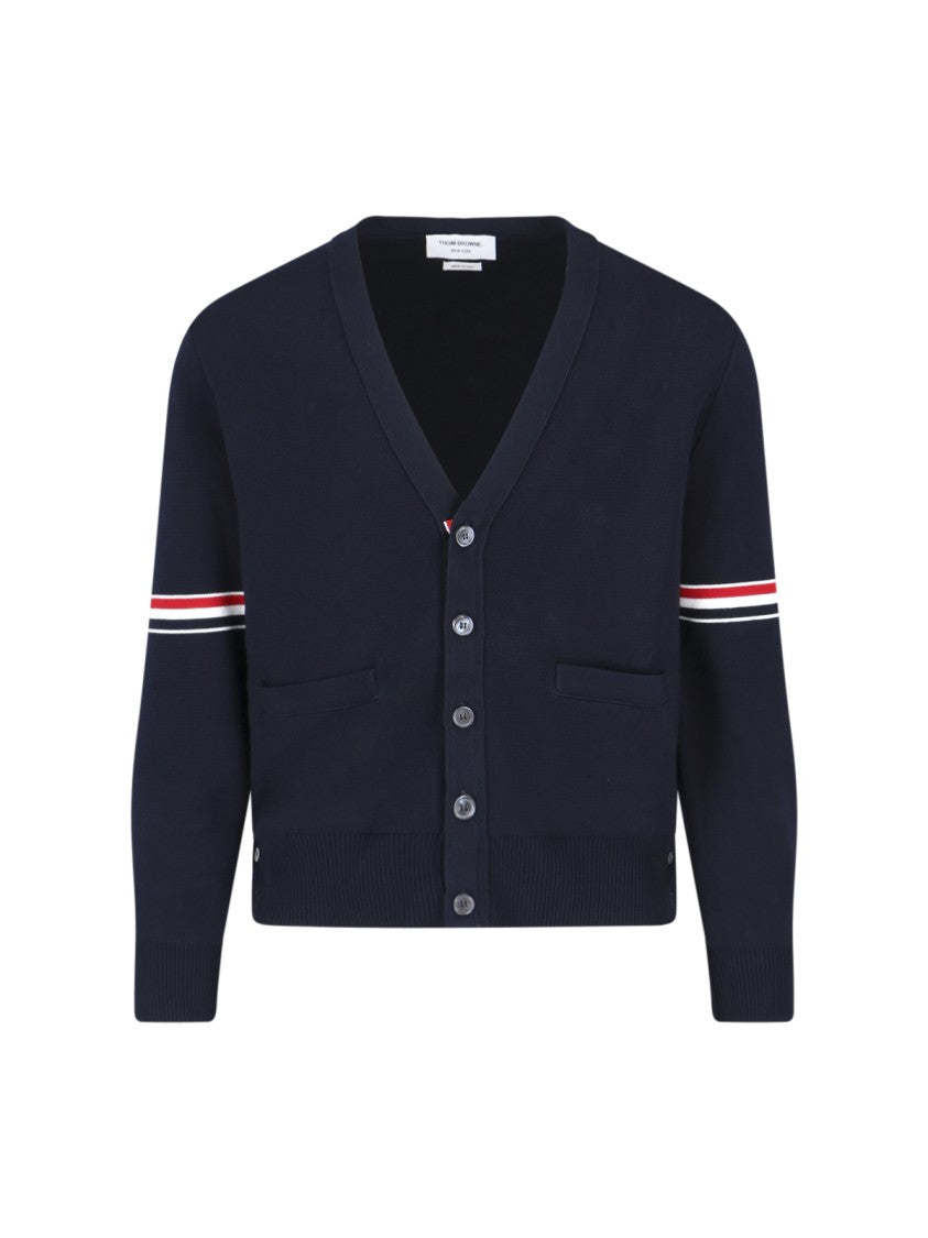 Thom Browne Tricolor Detail Cardigan – Blue