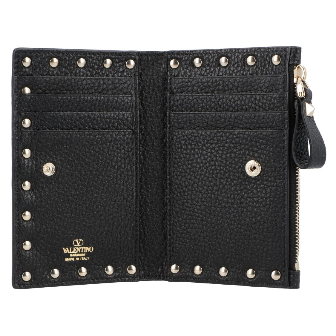 Valentino Garavani Black Leather Rockstud Wallet