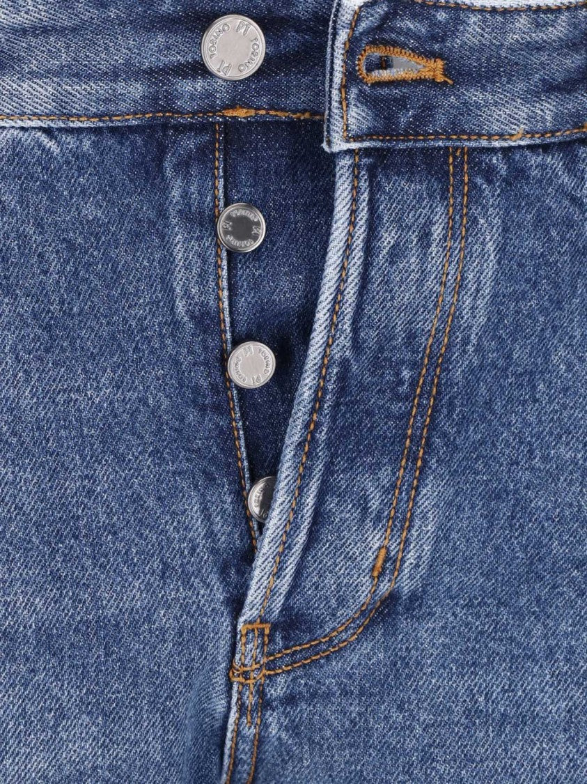 Pt Torino Blue Cotton Denim Straight-Leg Jeans
