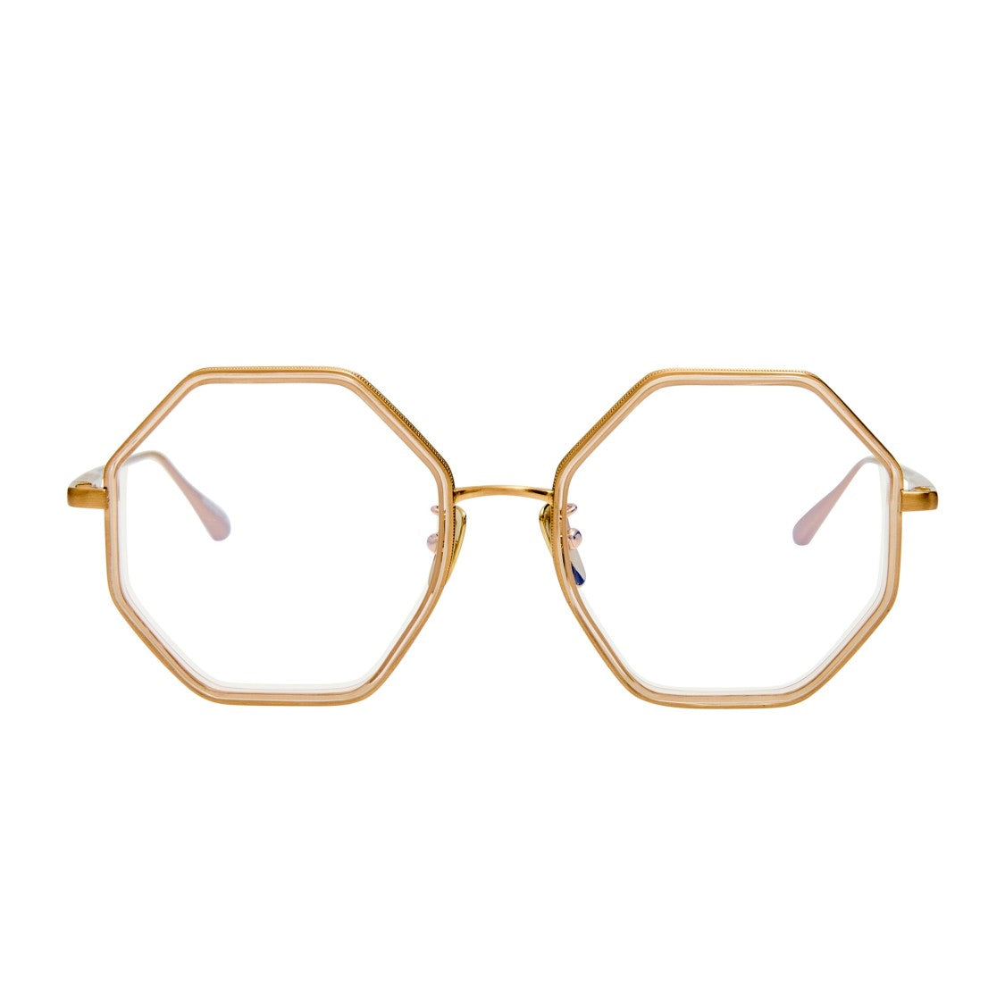 Linda Farrow Octagonal Titanium Frame Eyeglasses With Gold Finish