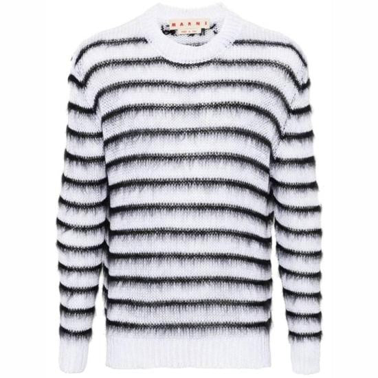 Marni Horizontal Stripe Knitted Sweater With Classic Crew Neckline