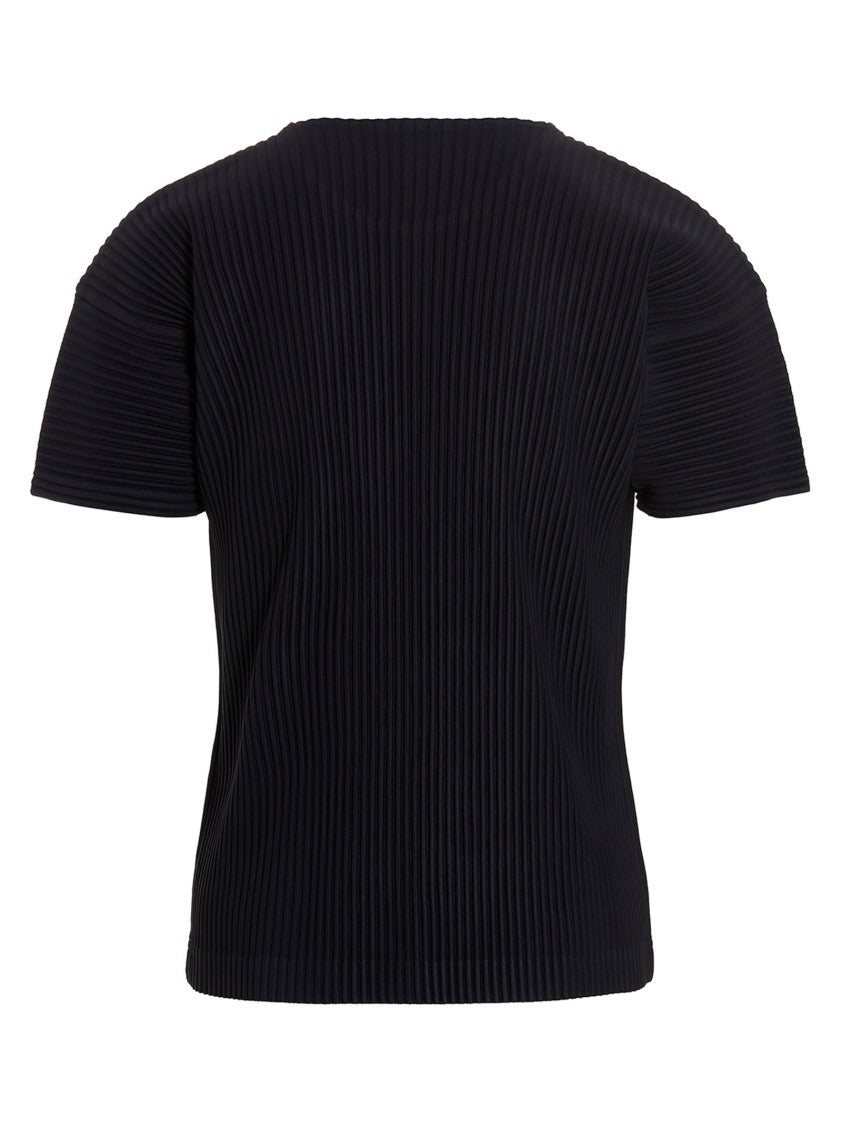 Homme Plissé Issey Miyake Textured Black Pleated T-Shirt