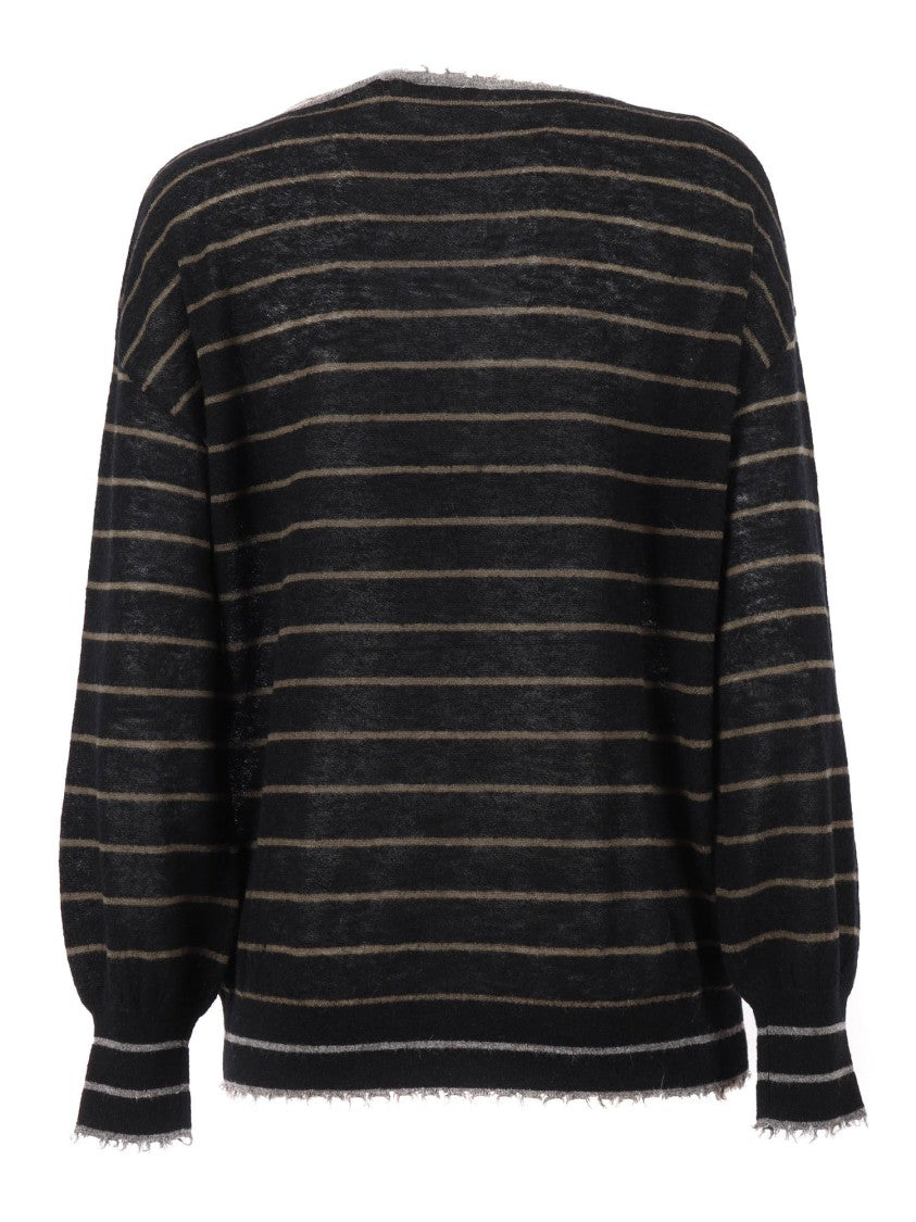 Kangra Cashmere Relaxed Fit Striped Knit Sweater