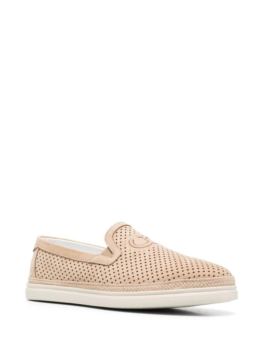 Casadei Perforated Leather Slip-On Loafers