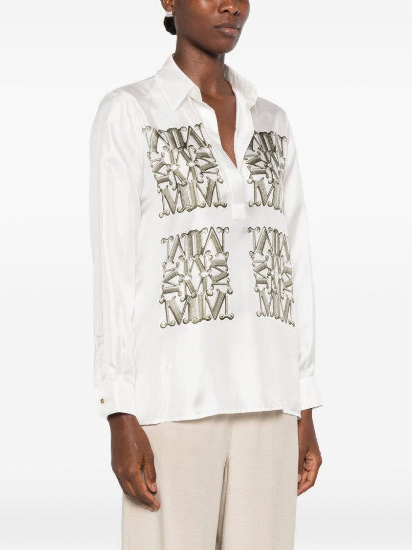 Max Mara Multicolor Smooth Silk Intricate Metallic Shirt