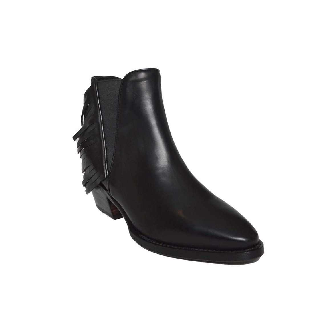 Damy Low-Cut Texan-Style Ankle Boots With Fringe Detailing