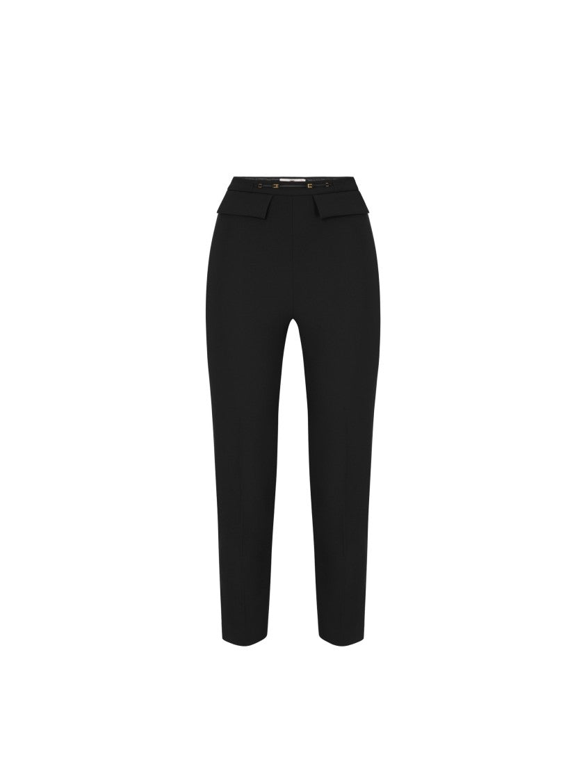 Elisabetta Franchi Slim Fit Trousers With Logoed Horsebit Detail