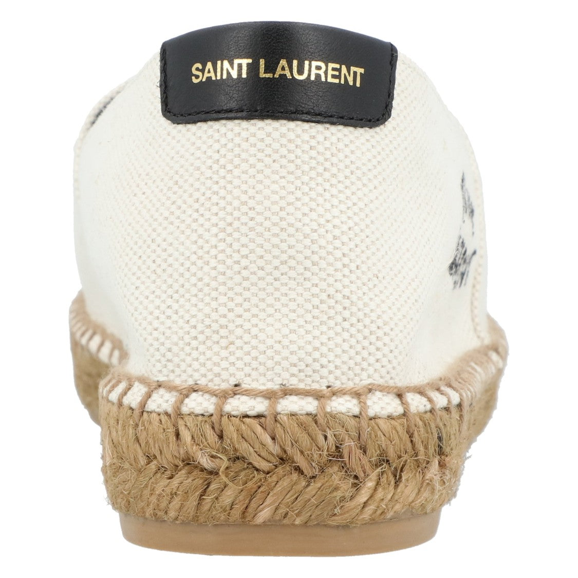 Saint Laurent Embroidered Espadrilles In Canvas Beige