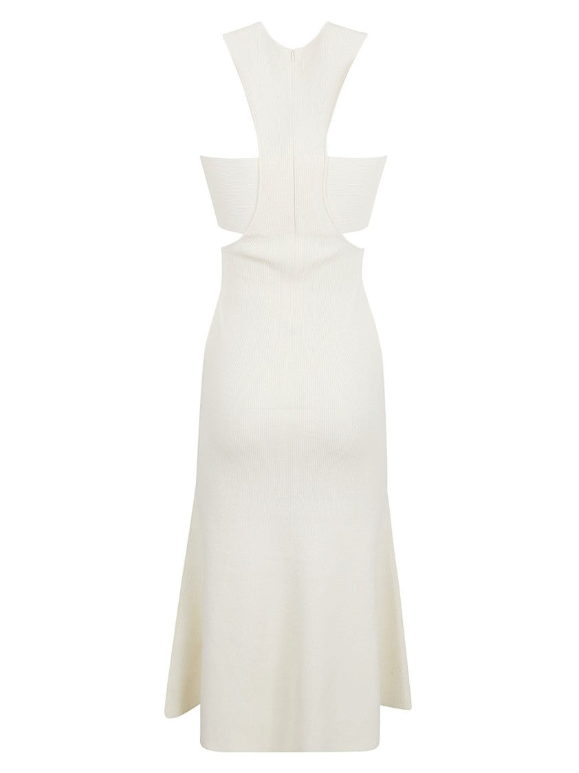 Alexander Mcqueen Floor-Length White Dress With Fitted Bodice