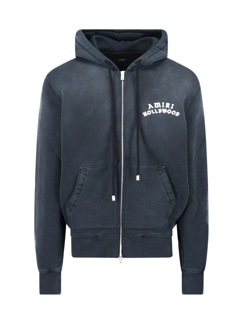 Amiri Vintage-Style Zip-Up Hoodie With Drawstring Hood