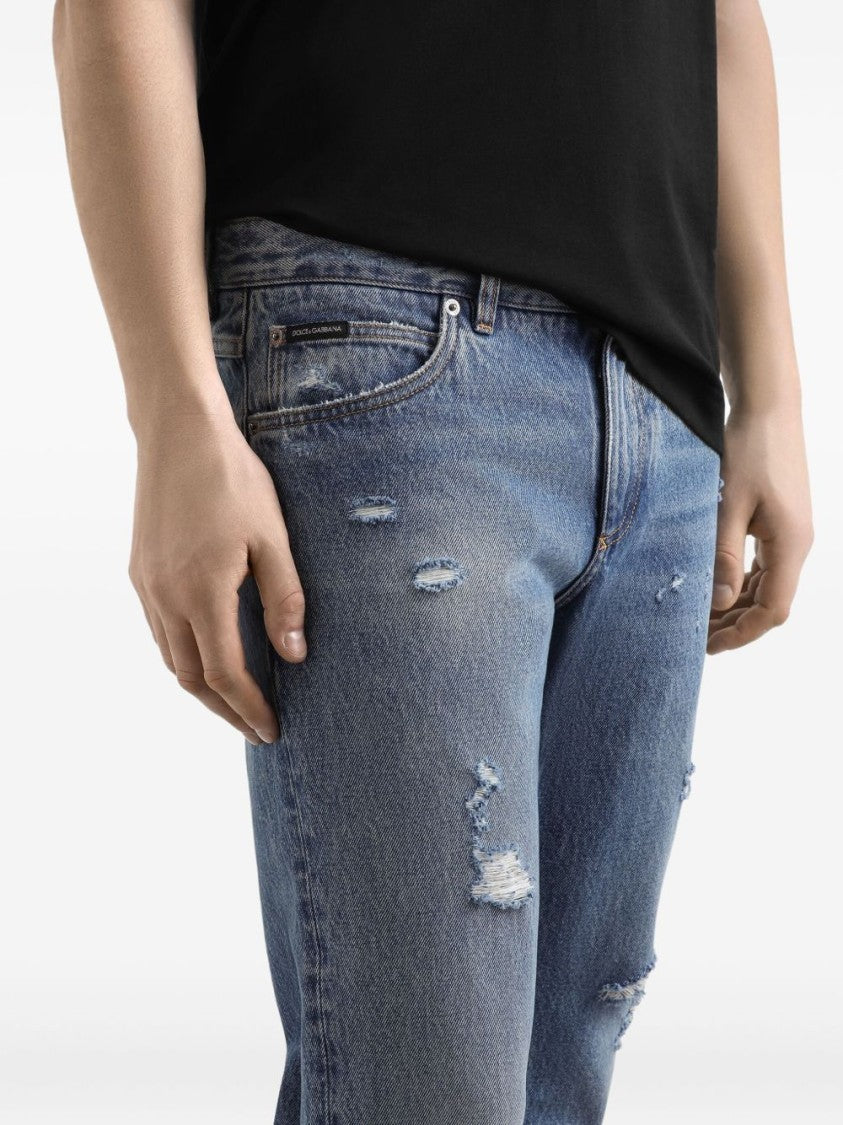 Dolce & Gabbana Distressed Blue Denim Jeans