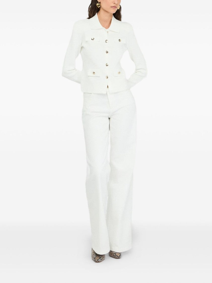 Liu Jo Fitted White Jacket With Classic Collar And Decorative Buttons
