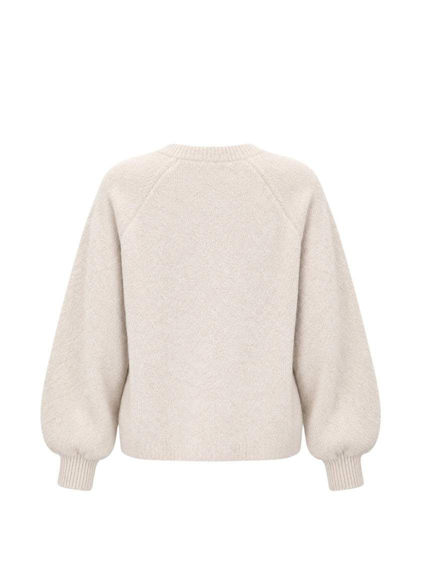 Marella Oatmeal Beige Brushed Crewneck Sweater