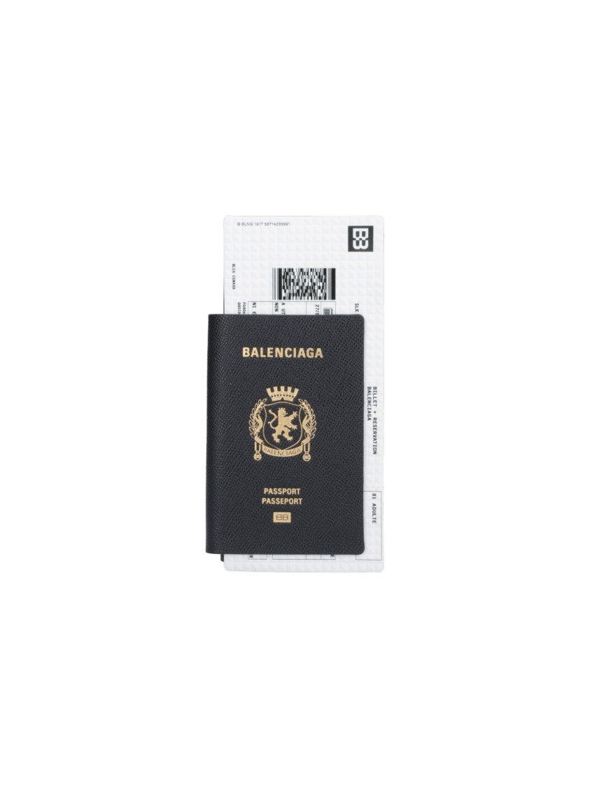 Balenciaga Black Passport Ticket Graphic Long Wallet