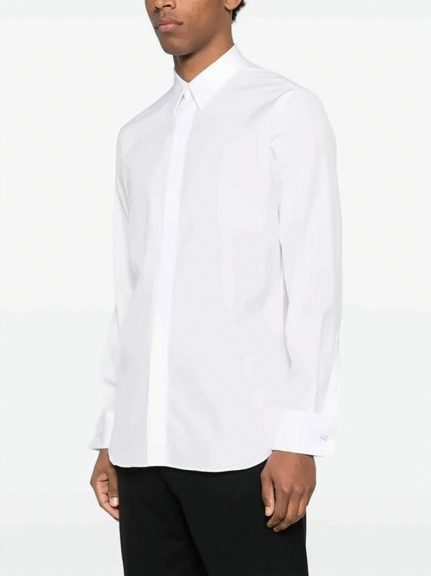 Lardini Long-Sleeve White Shirt With Pointed Collar