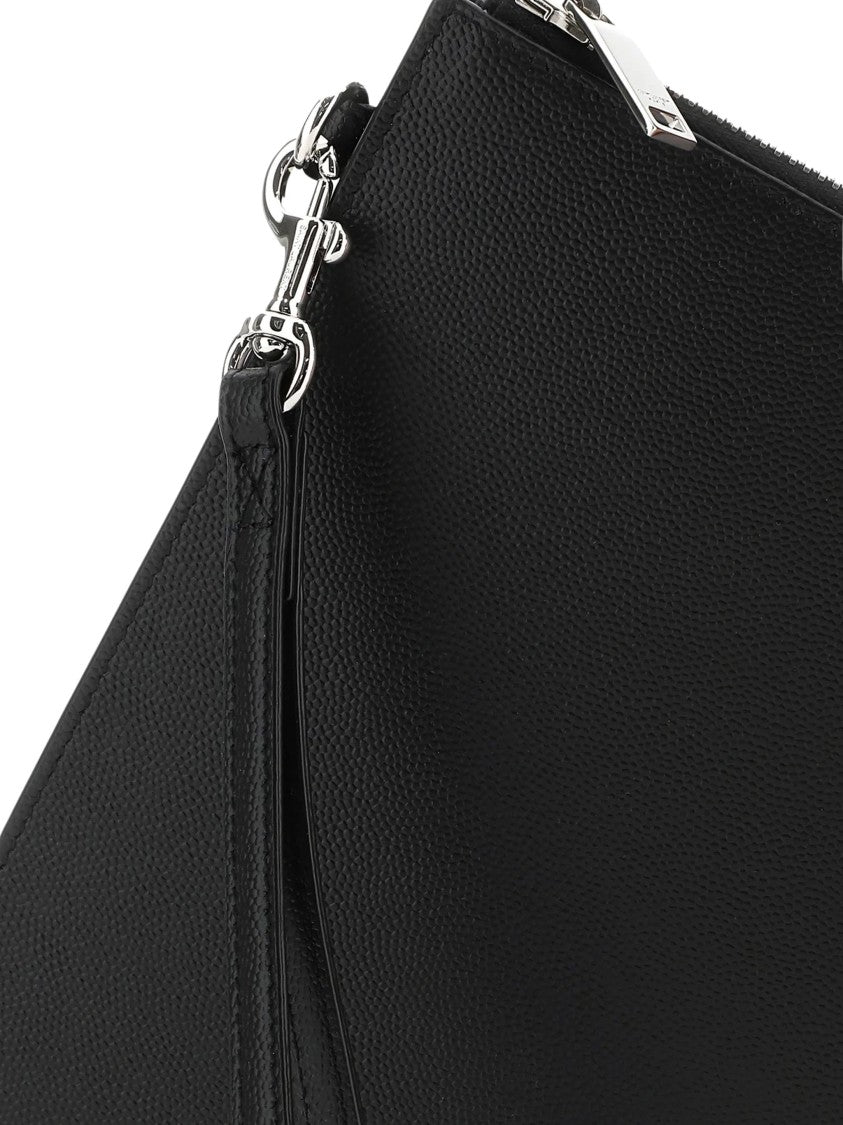 Saint Laurent Leather Tablet Case With Zip Closure And Iconic Monogram