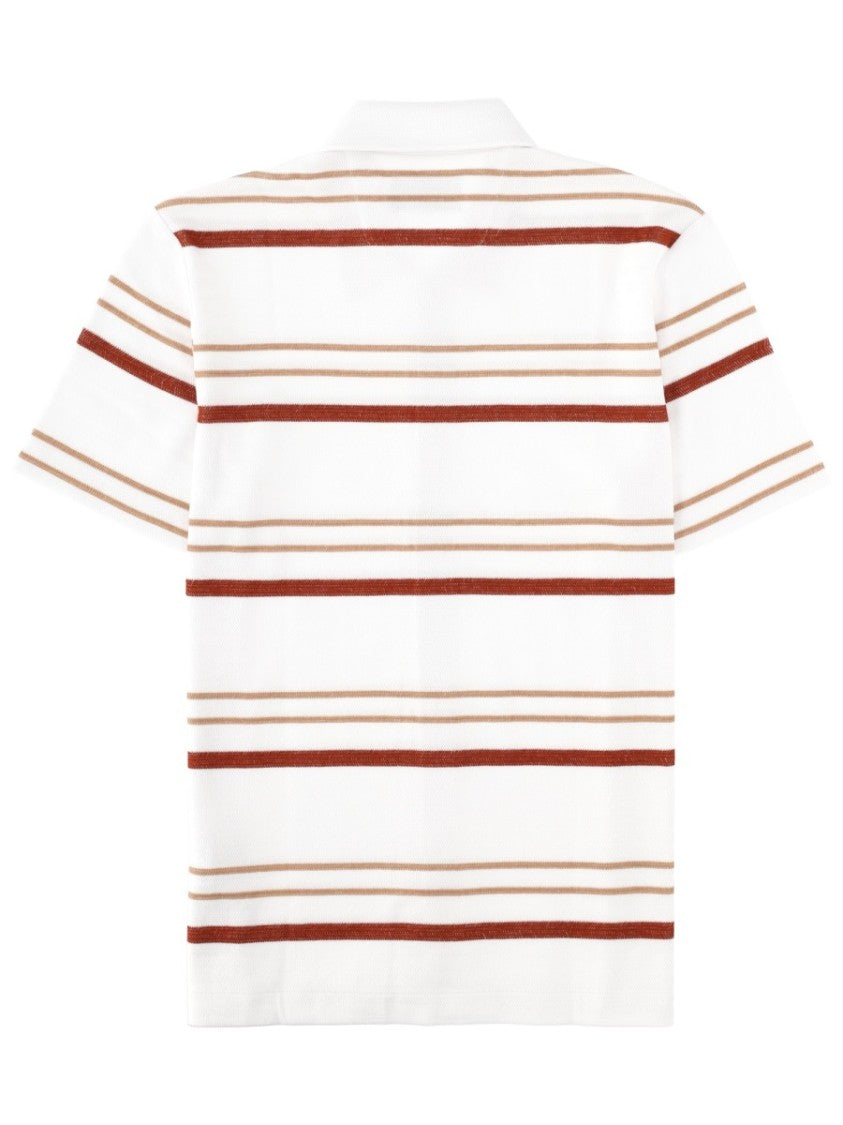 Boss Camel White Pitti Horizontal Stripe Polo Shirt