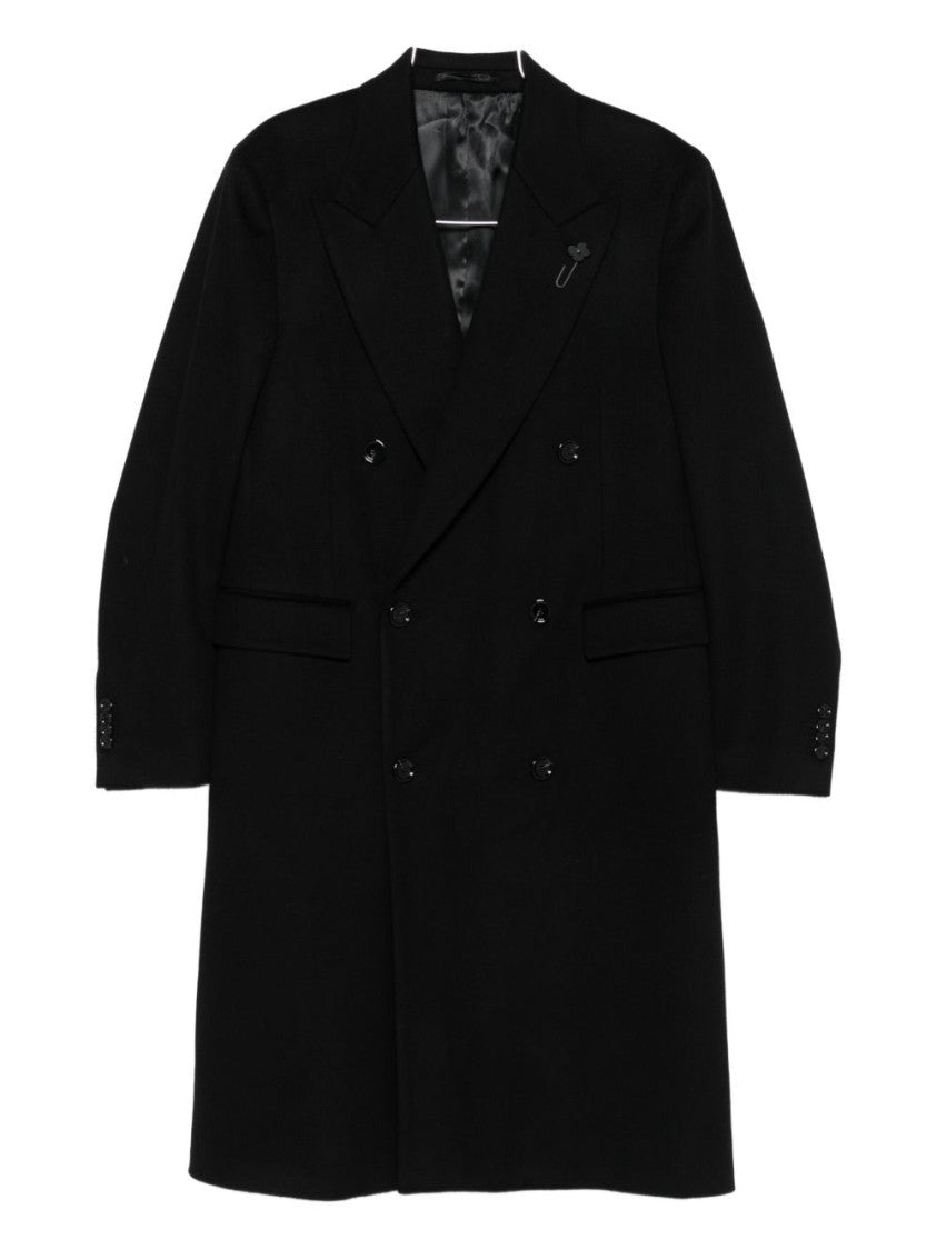 Lardini Double-Breasted Tailored Coat With Floral Detail