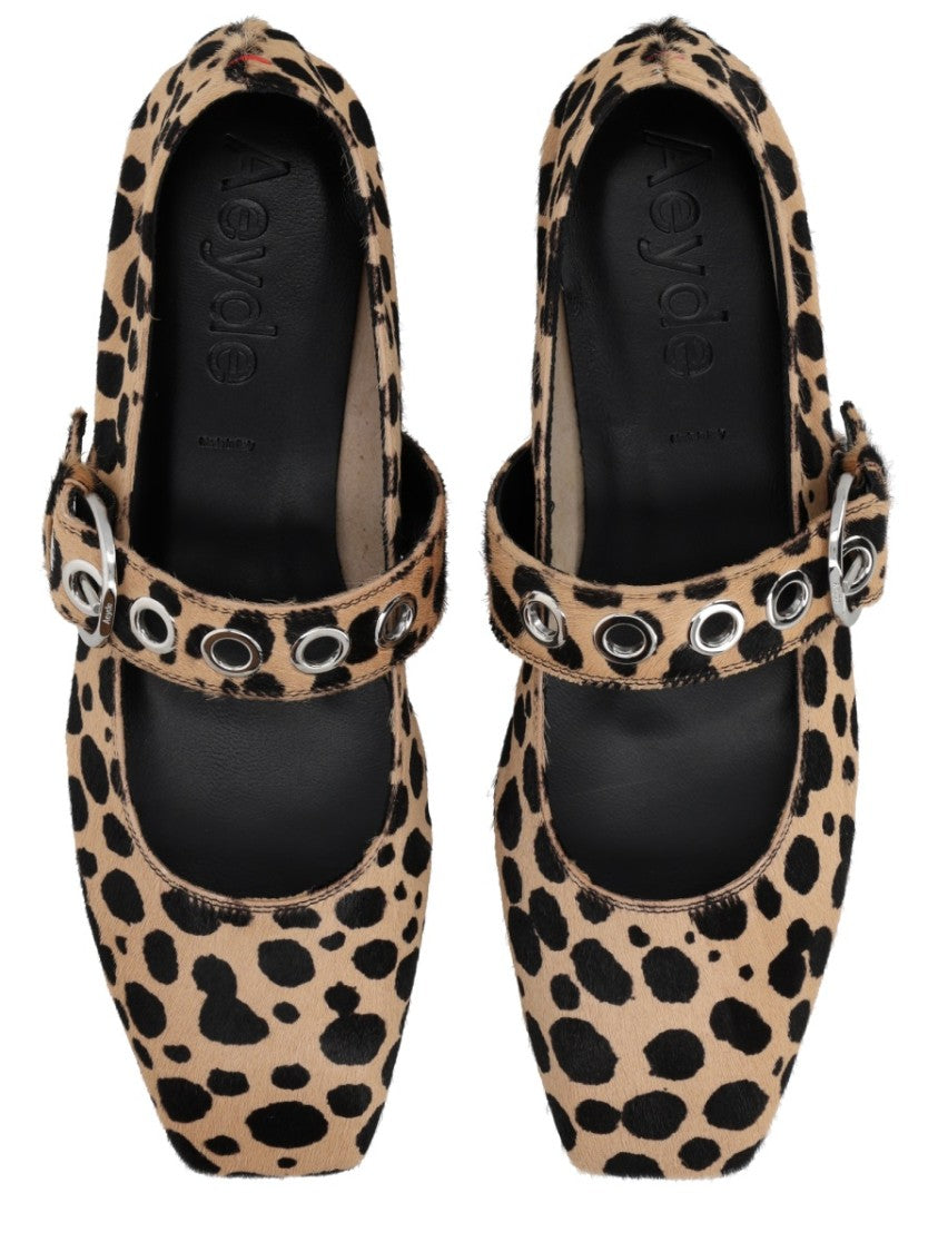 Aeydē Neutrals Uma Mary-Jane Calf Hair Flats