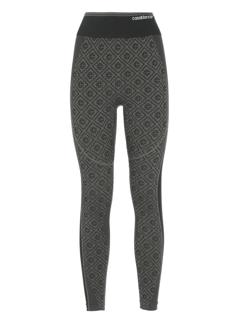 Casablanca Black Seamless Monogram Leggings